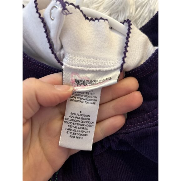 Youngland Purple Corduroy Dress Size 5 Turtleneck Set Winter Girls Clothes - Picture 2 of 4